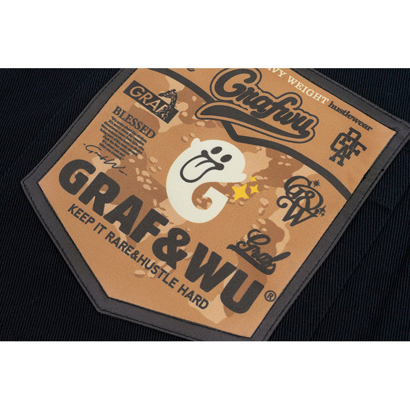 GRAF&WU Shorts Cute Ghost G Letter Logo Shorts Casual Solid Color Cargo Pants Men Women Cotton Shorts Hip-Hop Trend Pants