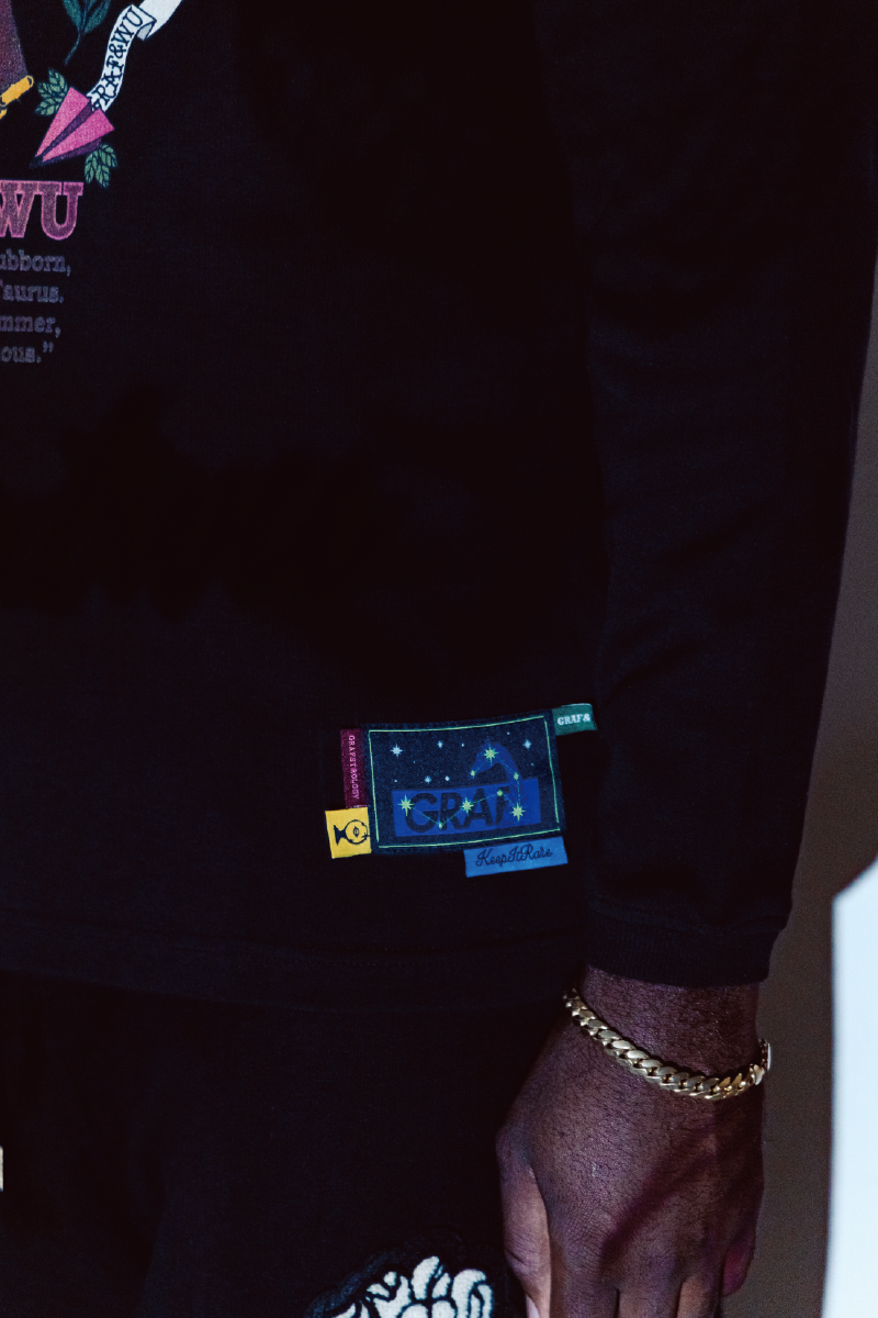 GRAF&WU 12 Signs Rap Lyrics Embroidery Print Long-sleeved Shirt