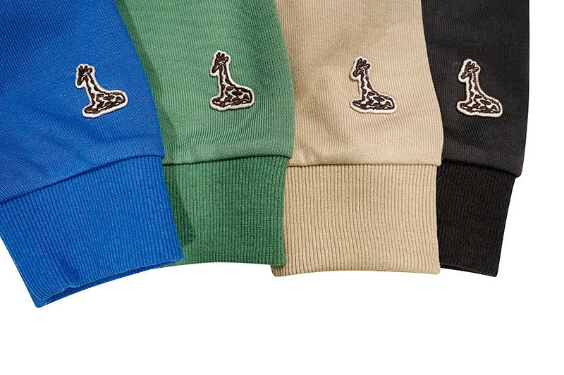 GRAF&WU Letter Embroidery Four-Patch Streetwear Long-Sleeve T-Shirt