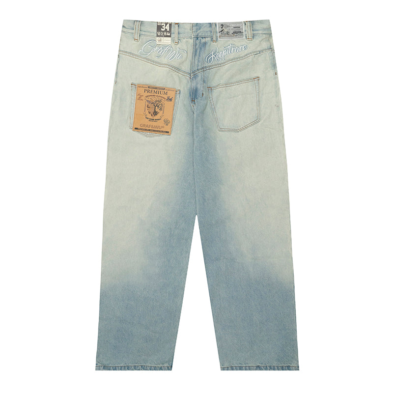 GRAF&WU Baggy Fit Washed Jeans