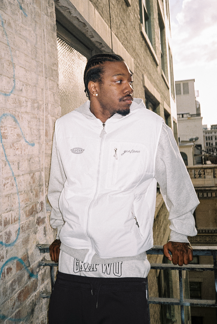 GRAF&WU Reversible Jacket-Embroidered Letter Two-in-One Layered Streetwear Coat