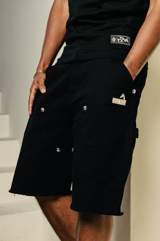 GRAF&WU Tough Guy AK47 Angel Giraffe Metal Logo Thick Lumberjack Shorts
