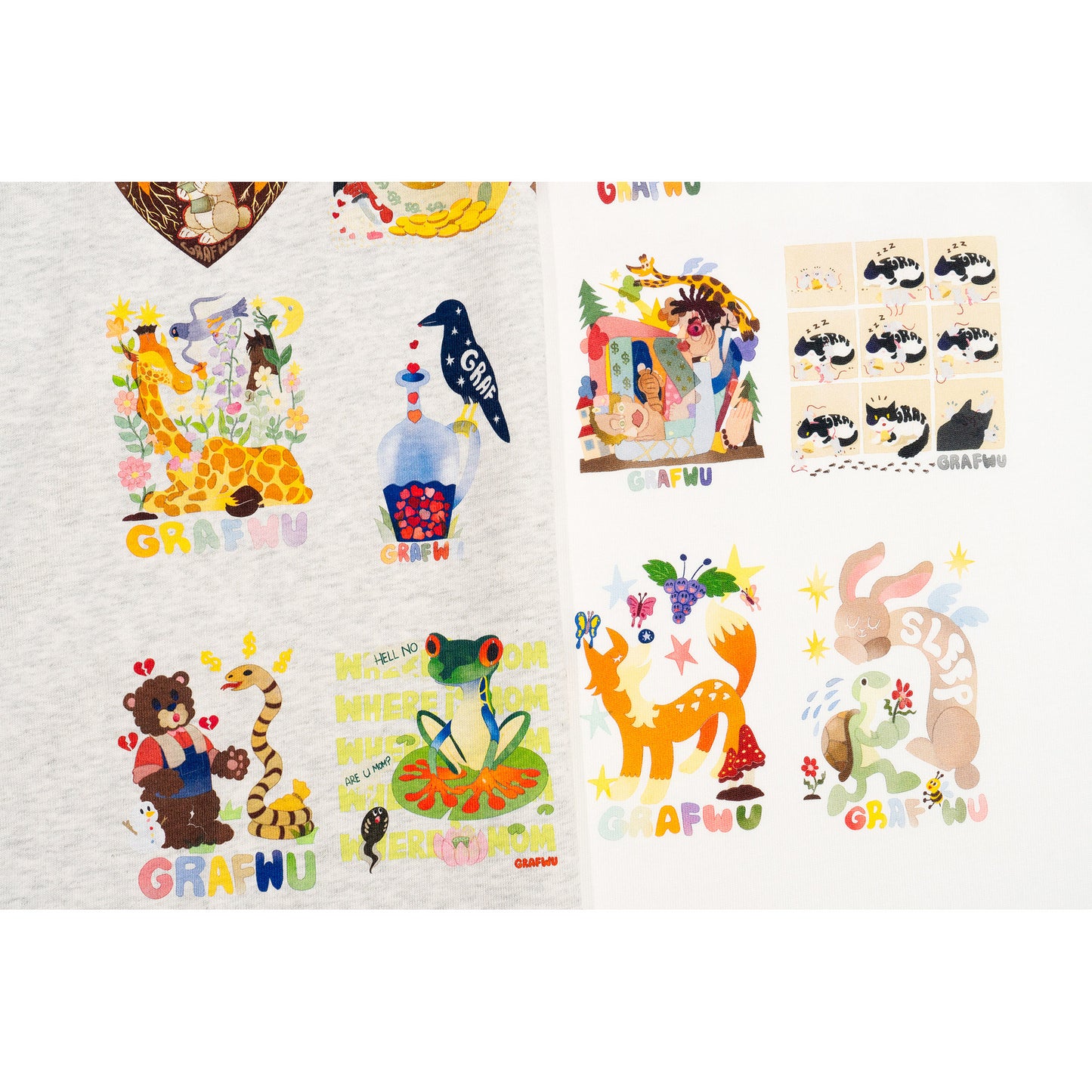 GRAF&WU 12 Giraffe Fables Art T-shirt Digital Inkjet Print Cotton Tee