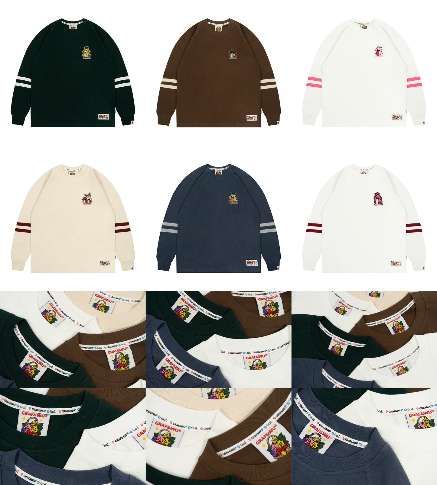 GRAF&WU Fruit Cute Ghost Embroidery long-sleeve Shirt