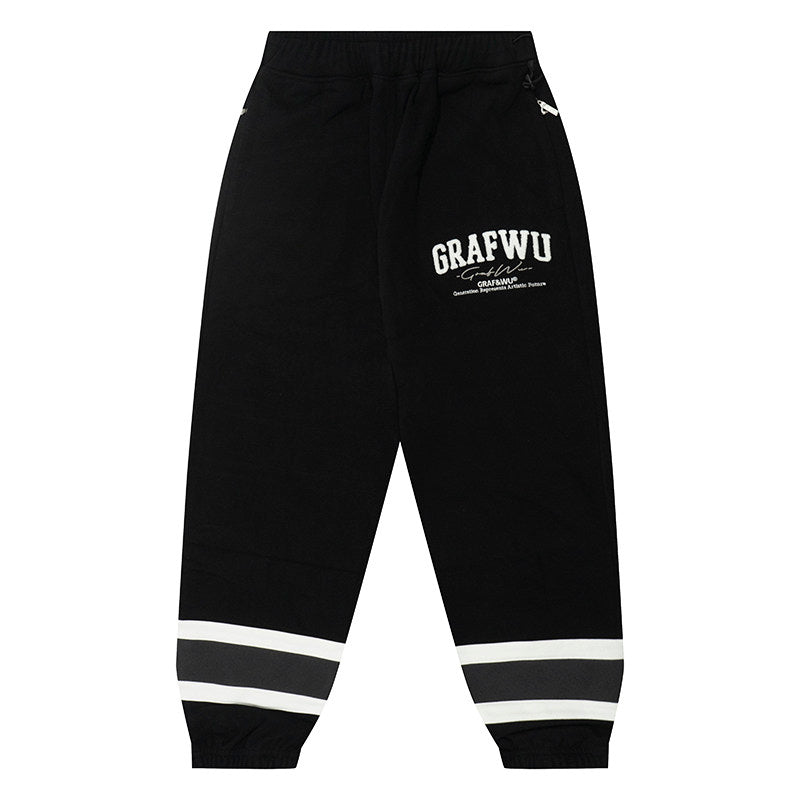GRAF&WU Fashion Letter Embroidered Fleece Sweatpants