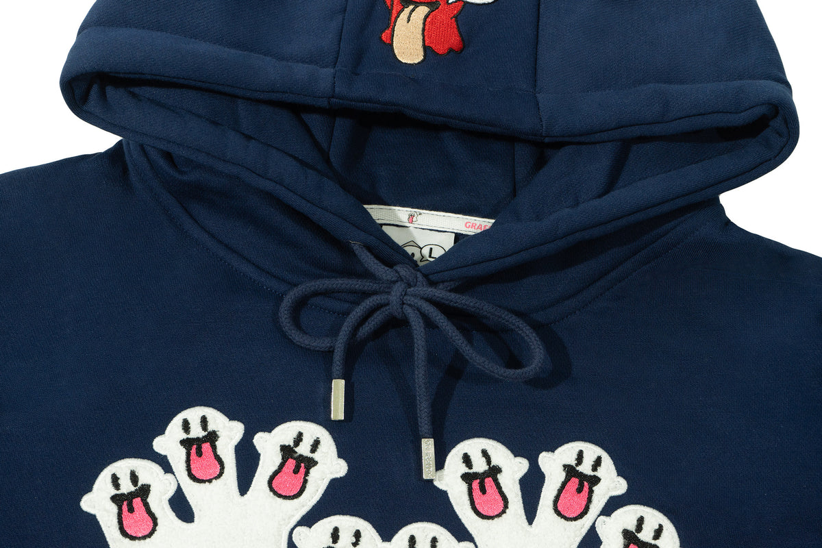 GRAFWU New York Cute Ghost Pattern Fleece Hoodie