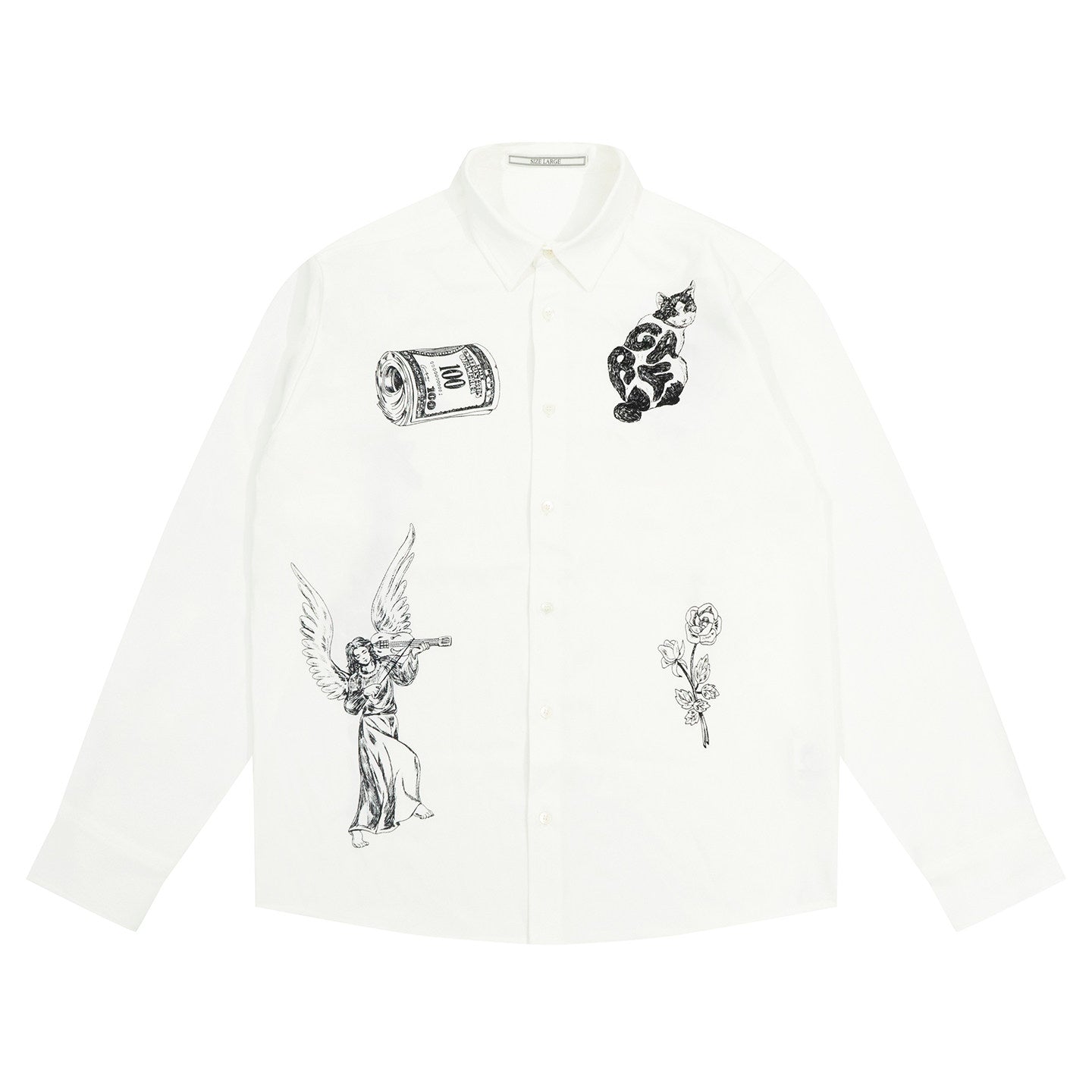 GRAF&WU Sketch Cat Giraffe Money Graphic Fashion Shirts