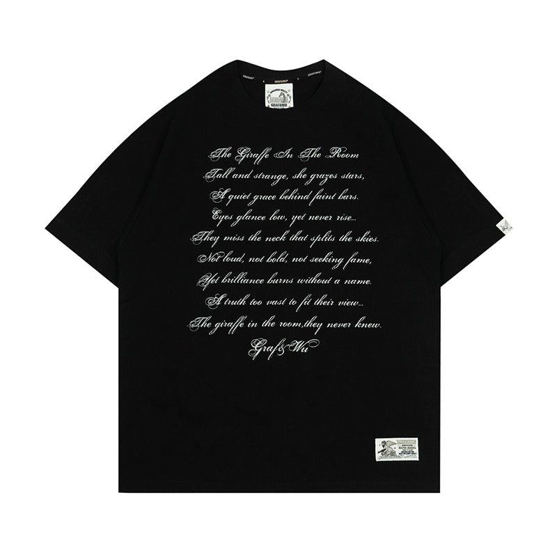 GRAFWU Giraffe In The Black Room Poem T-Shirts
