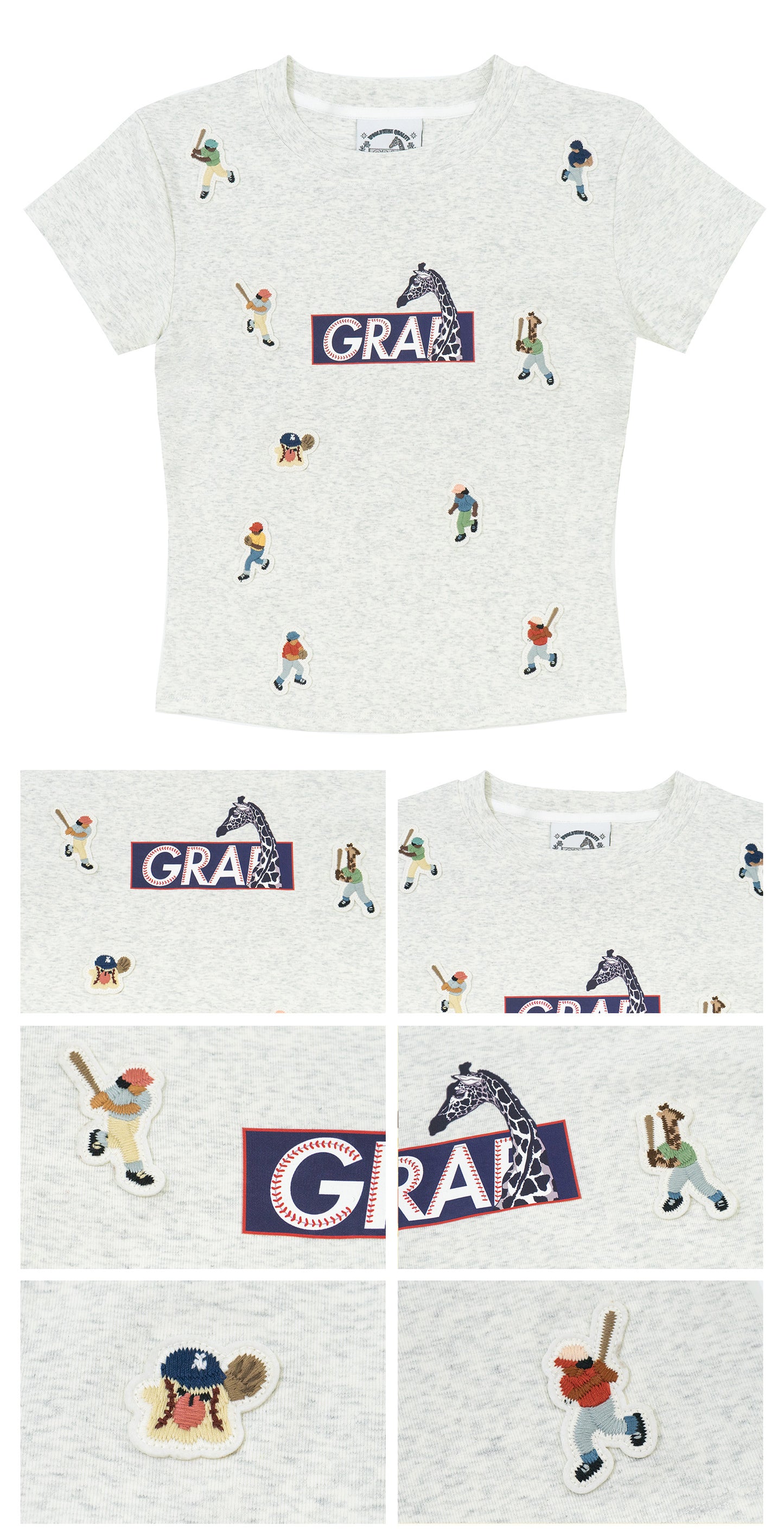 GRAF&WU Y2K Sports Giraffe Mini Embroidered Hot Girls T-Shirt