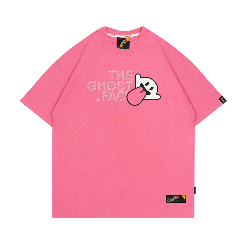GRAFWU BooGhost Face Rhinestone Decoration T-shirts