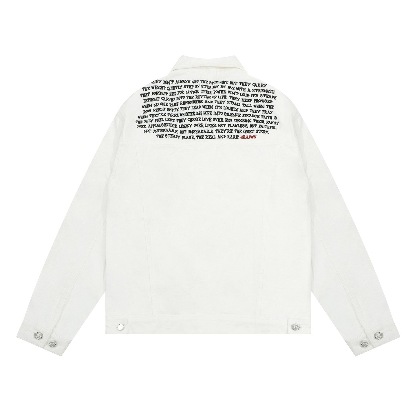 GRAF&WU Embroidered Poem Chenille Denim Jacket