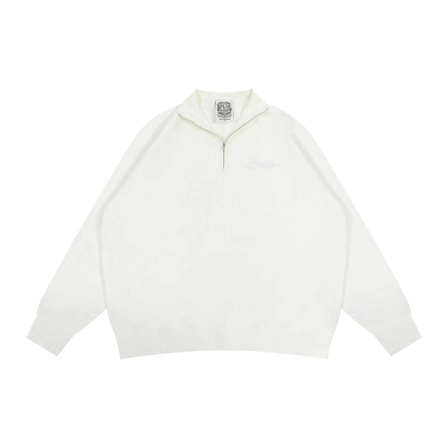 GRAF&WU Letter Embroidery Half-Zip Polo Collar Sweater