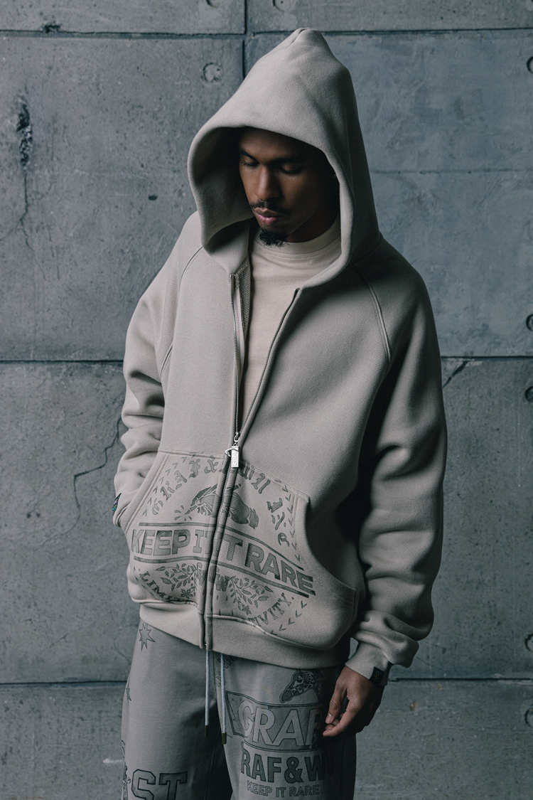 GRAF&WU Vintage AK47 Angel Barn Thick Fleece Zip-up Hoodie