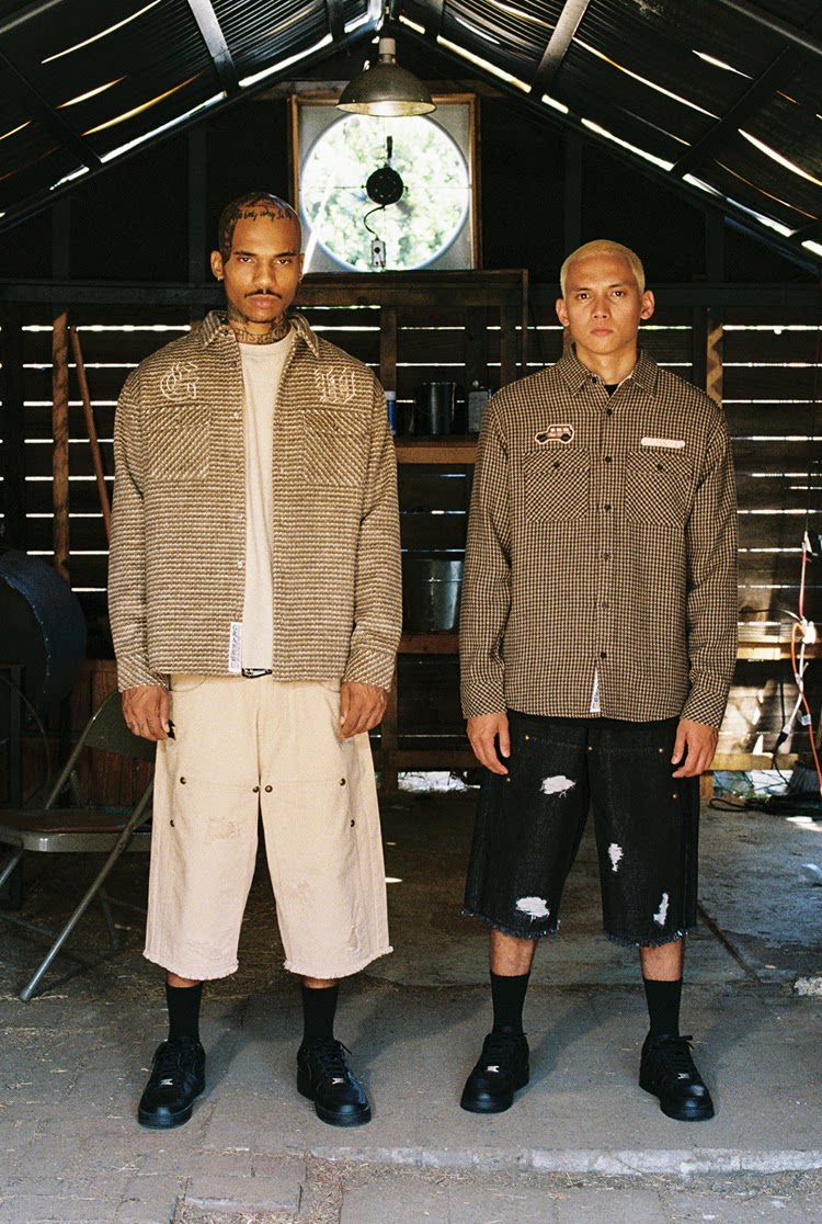 GRAF&WU Embroidered Off-road Vehicle Houndstooth Wool Shirt Coat