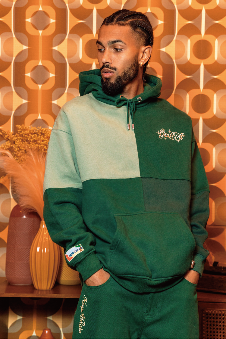 GRAF&WU Letters Embroidered Fashion Design Oversize Fleece Hoodie