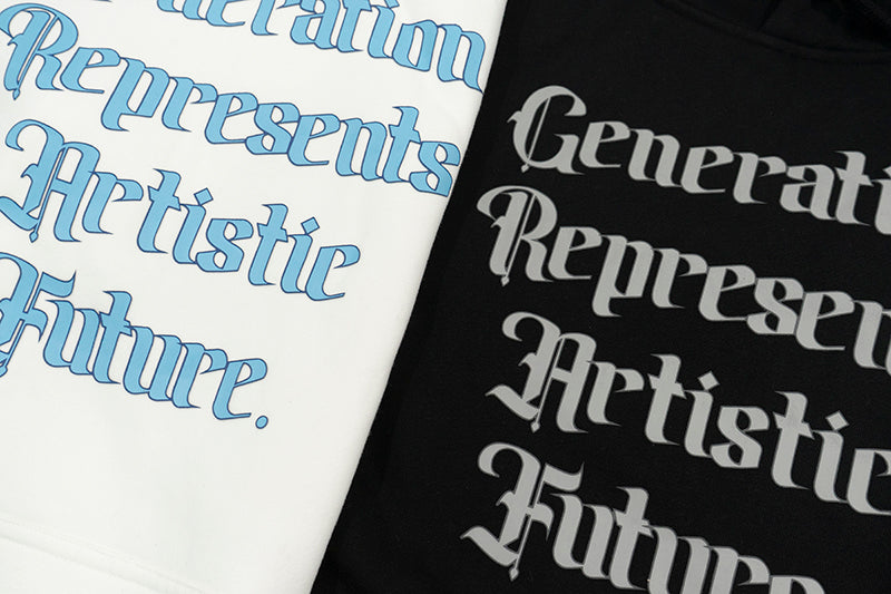 GRAF&WU Brand Letter Fleece Loose Streetwear Hoodie