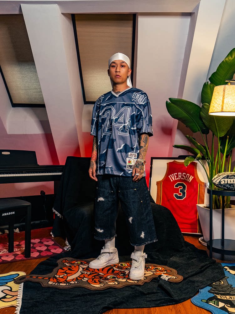 GRAF&WU No.24 Embroidered Mesh Street Camouflage Loose Short-sleeved Jersey