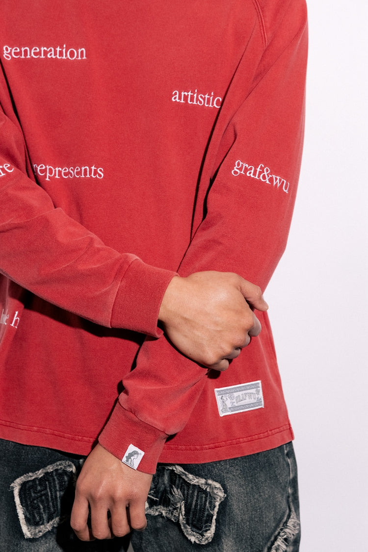 GRAF&WU Keep It Rare Hustle Hard Slogan Vintage Long-sleeve Shirt