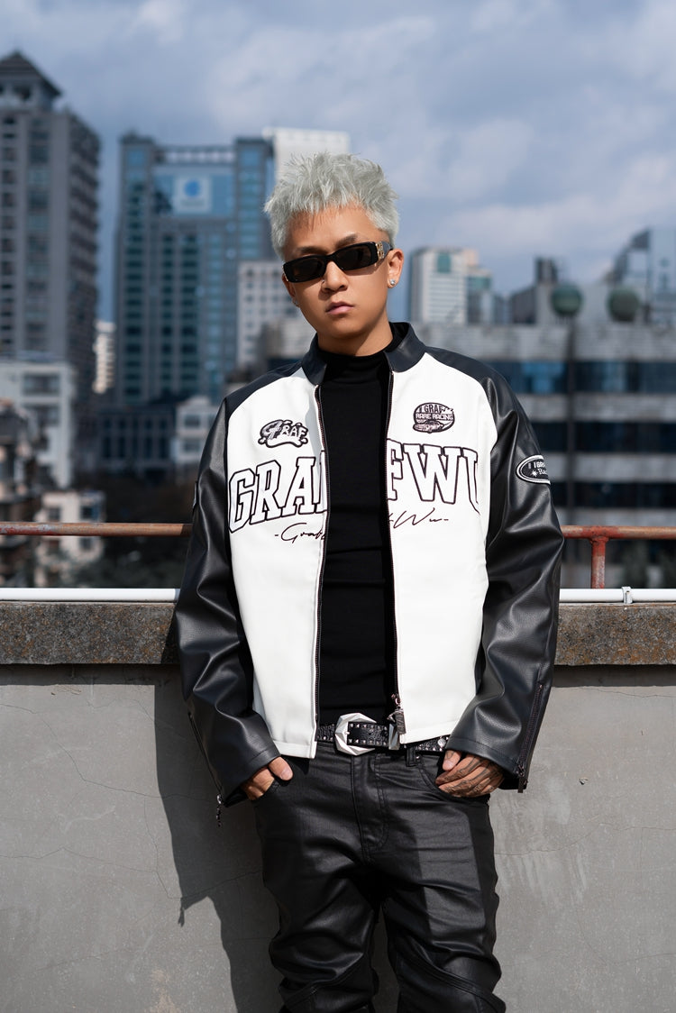 GRAF&WU Racing Gascar Series Retro Leather Jacket