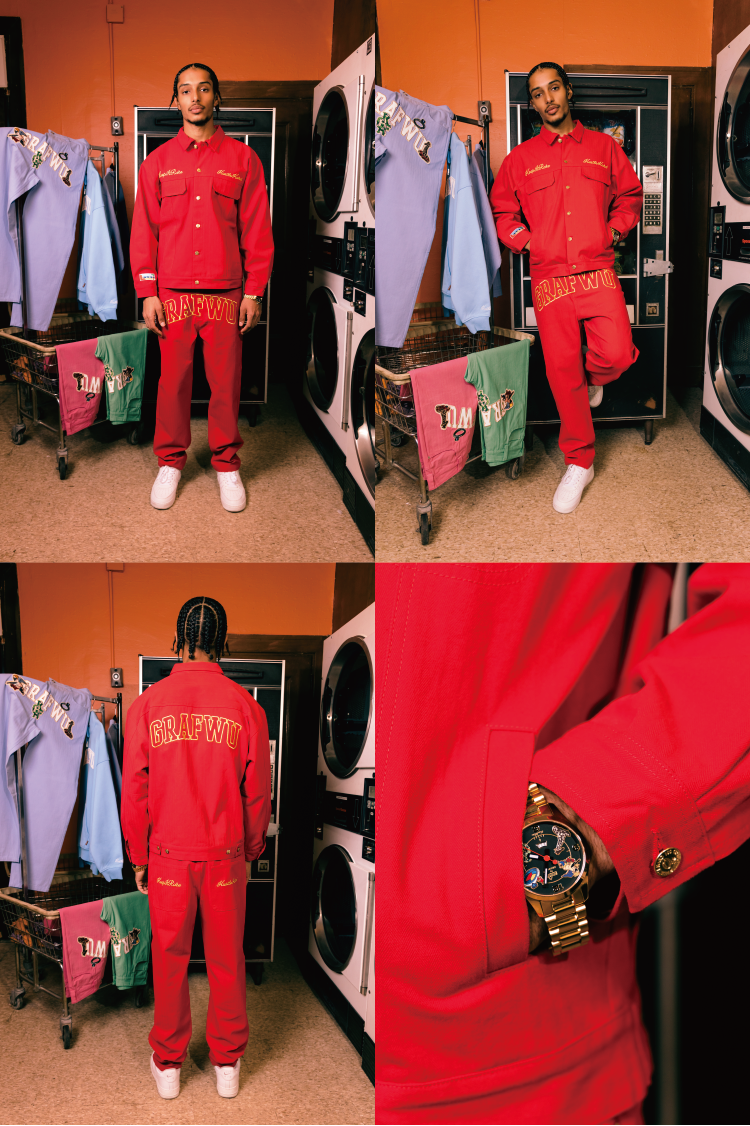 GRAF&WU Brand Letter Gold Thread Eembroidery Workwear Jacket Coat