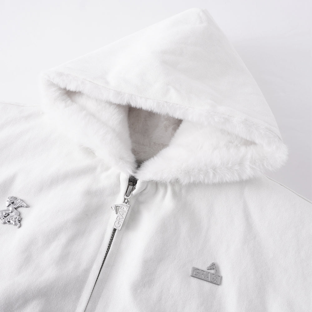 GRAF&WU Metal Angel Deer Faux Mink Fur Work Jacket - Luxury Streetwear Coat