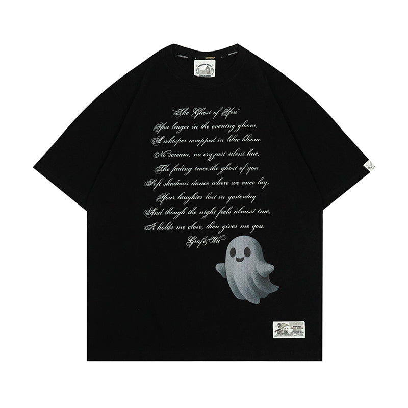 GRAFWU Booghost of you Sad Memories Poetry Text T-Shirts