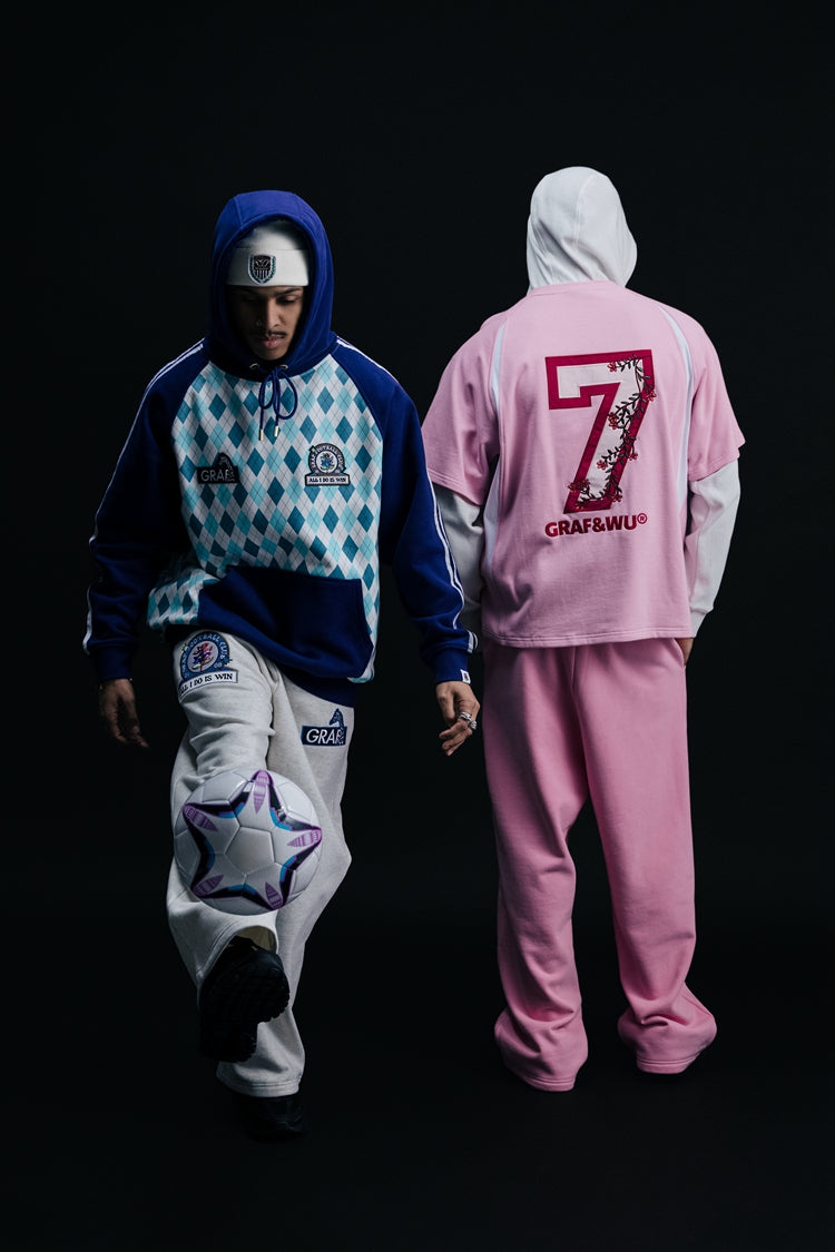 GRAF&WU Blokecore Football Team Floral Angel Devil Fleece Hoodie
