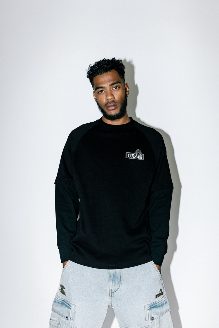 GRAF&WU Giraffe Embroidery Logo Layered Look long-sleeved Shirt