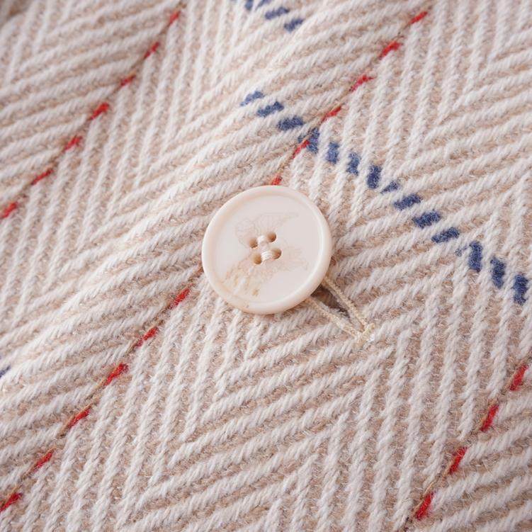 GRAF&WU Beige Plaid Limited Edition Embroidered 100% Wool OverCoat