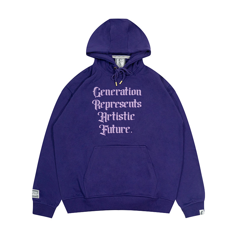 GRAF&WU Brand Letter Fleece Loose Streetwear Hoodie
