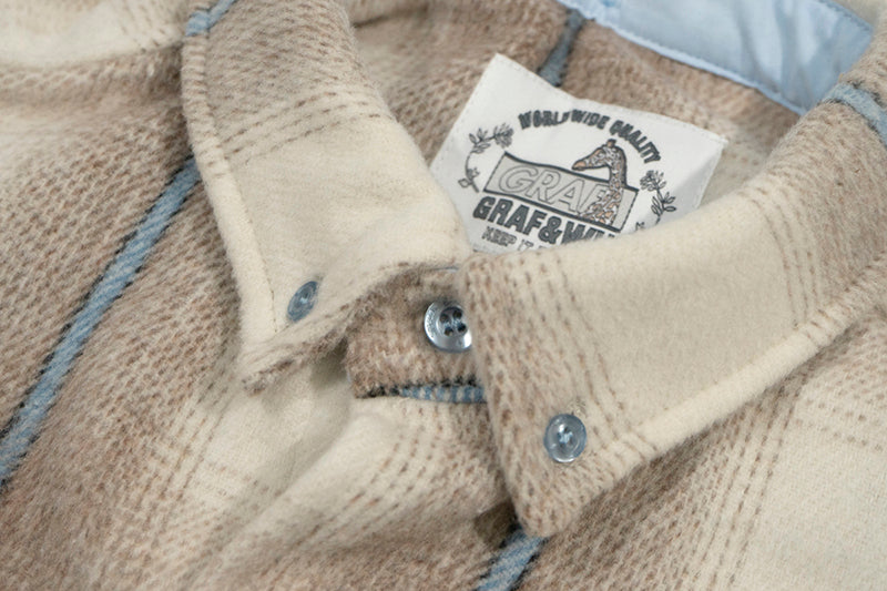 GRAF&WU Plaid 3 LOVE Heart Eembroidery Streetwear Brushed Shirt