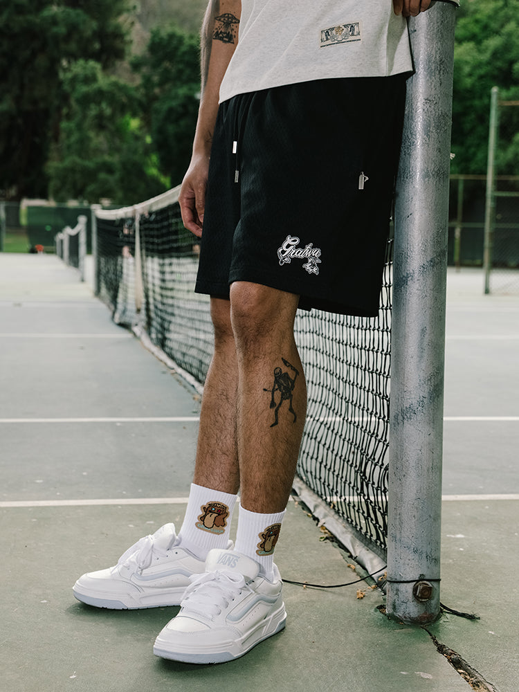 GRAF&WU Shorts Letter AK47 Angel Shorts Double Mesh Comfortable Sports Shorts Men's Casual Shorts