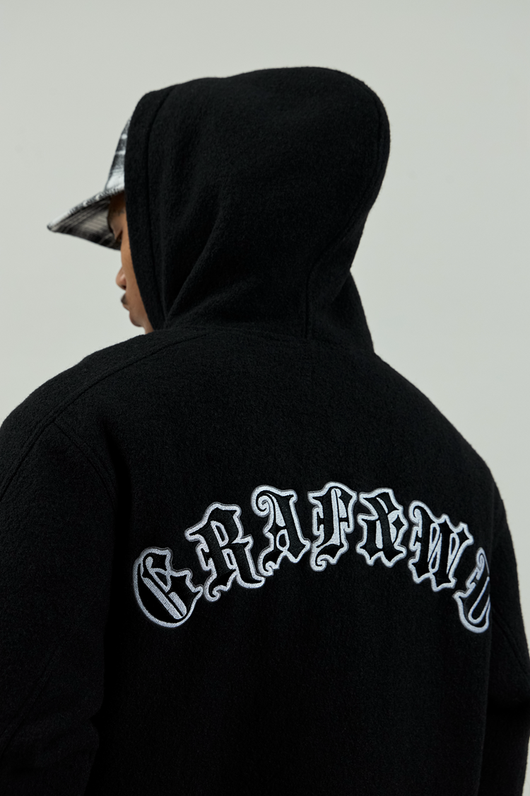 GRAF&WU Embroidered Wool Blend Thick Coat Baseball Jacket