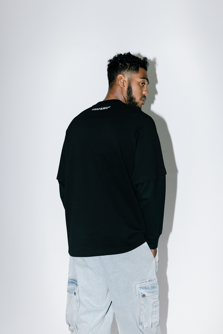 GRAF&WU Giraffe Embroidery Logo Layered Look long-sleeved Shirt