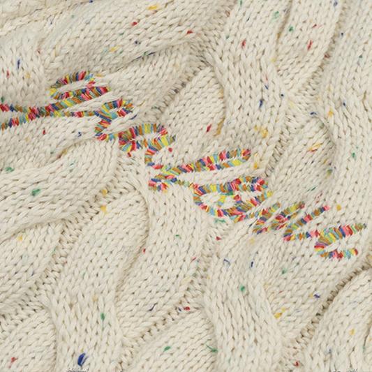 GRAF&WU Embroidered Twist Yarn Colorful Speckled Blended Zip Knit Coat