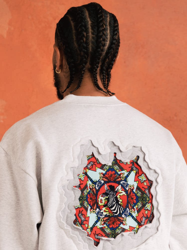 GRAF&WU Classic Erosion 2.0 3D Design Casual Fleece Crew Neck Sweatshirt