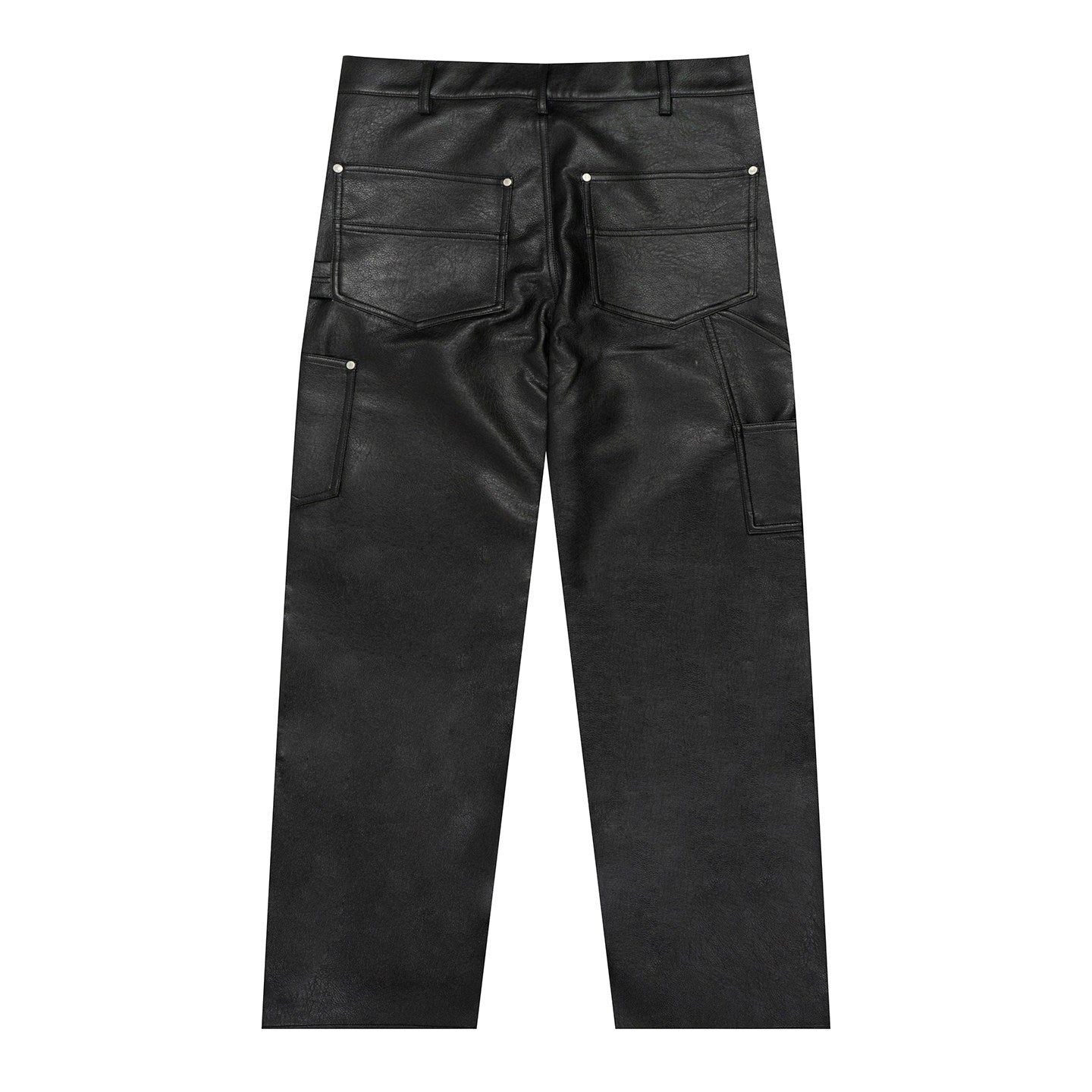 GRAF&WU Fashion AK Angel Black Warrior PU Leather Lumberjack Pants