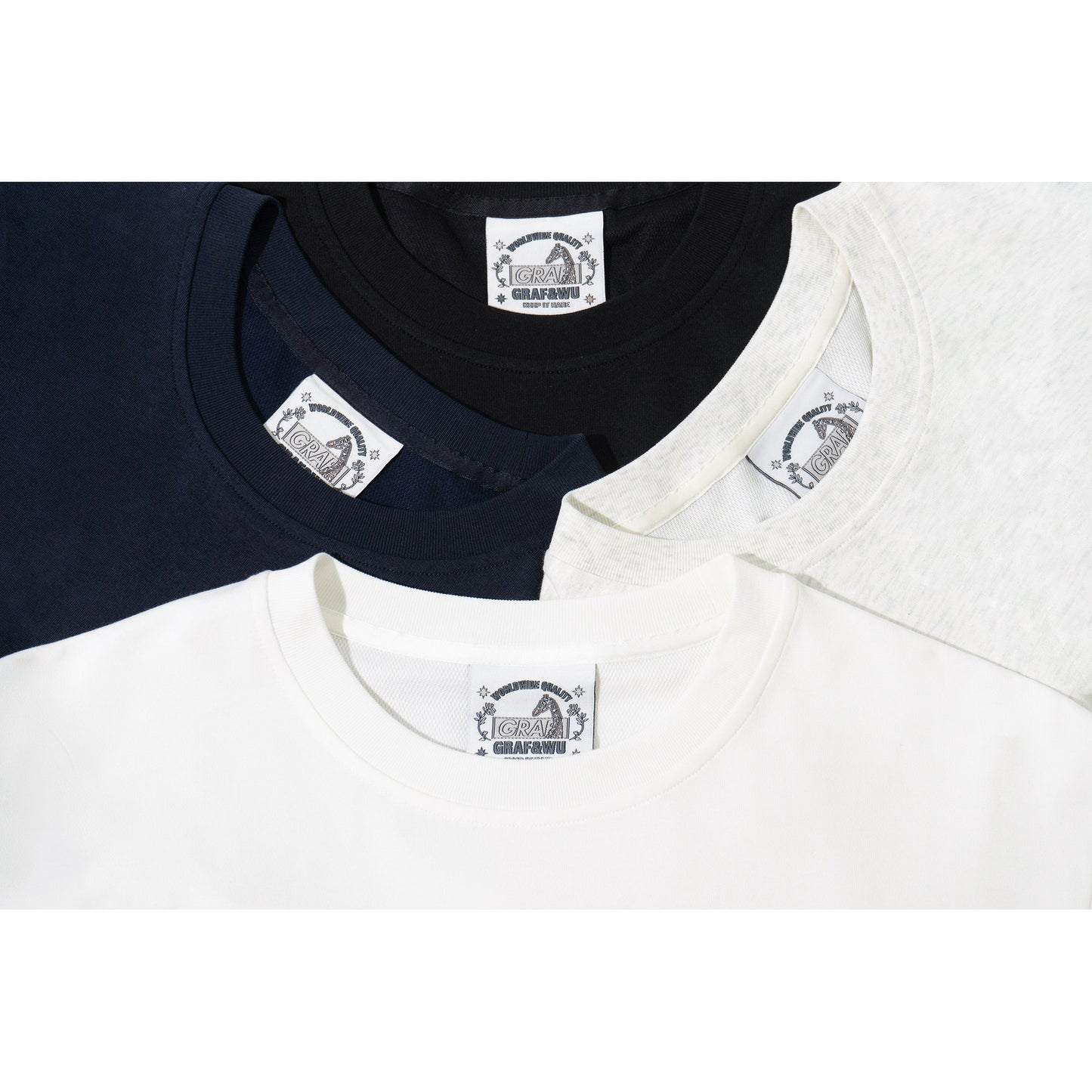 GRAF&WU Washed Houndstooth Star Pattern Denim Pocket Cotton T-shirt