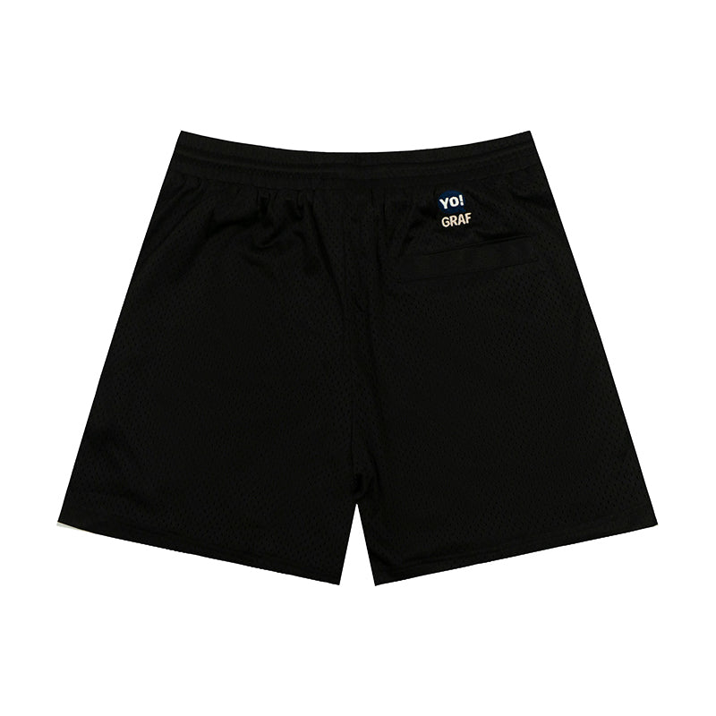 GRAF&WU Cute Emblem Double-Layer Mesh Vintage Shorts