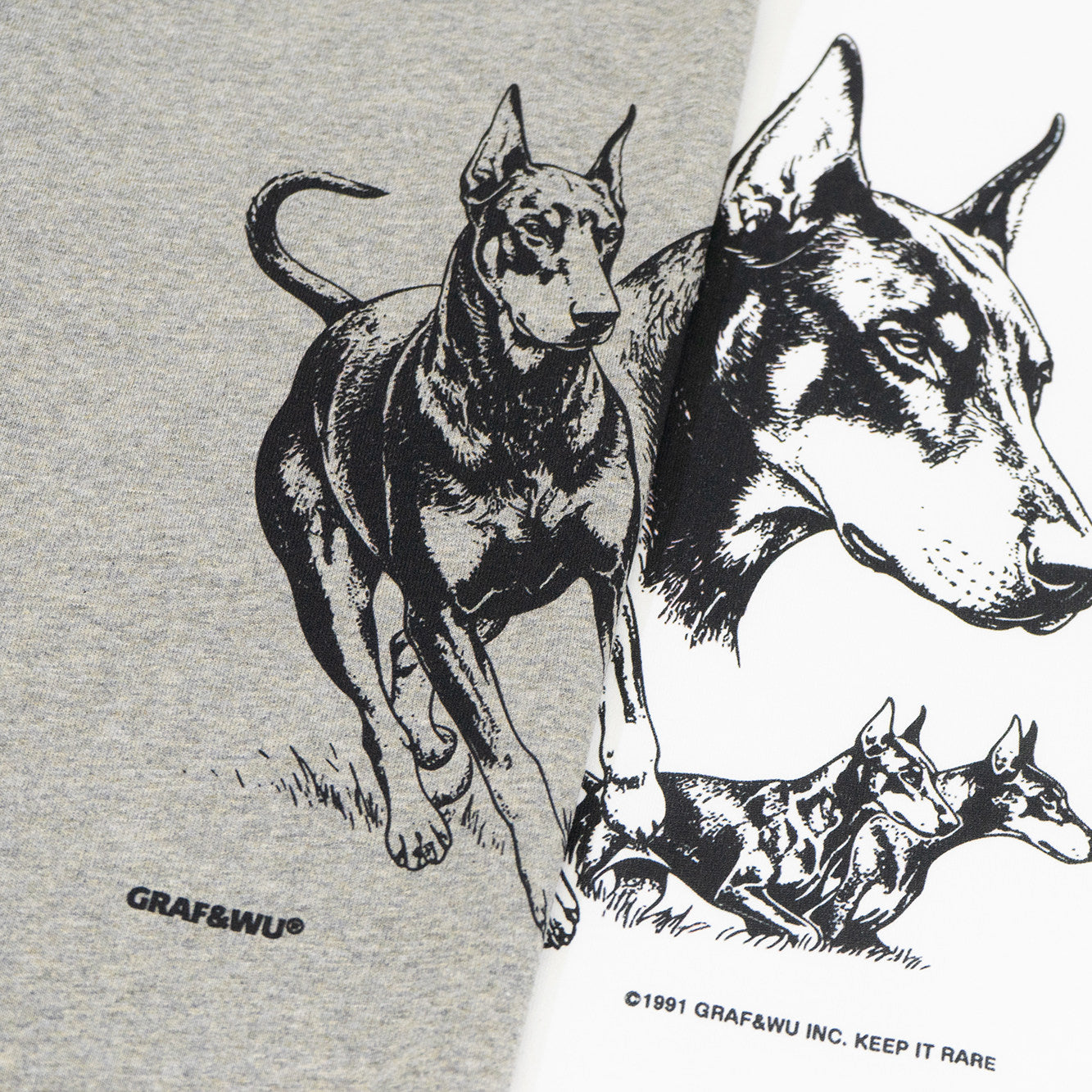 GRAF&WU Vintage Farm Doberman Sketch Boxy Fit T-shirt