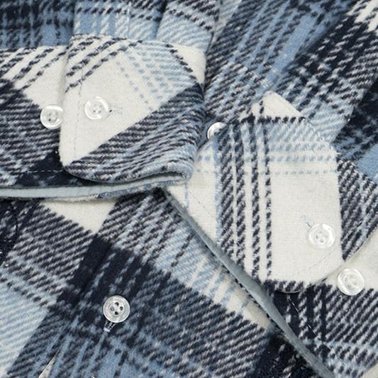 GRAF&WU Porcelain Blue Embroidered Deer Streetwear Loose Thick Shirt