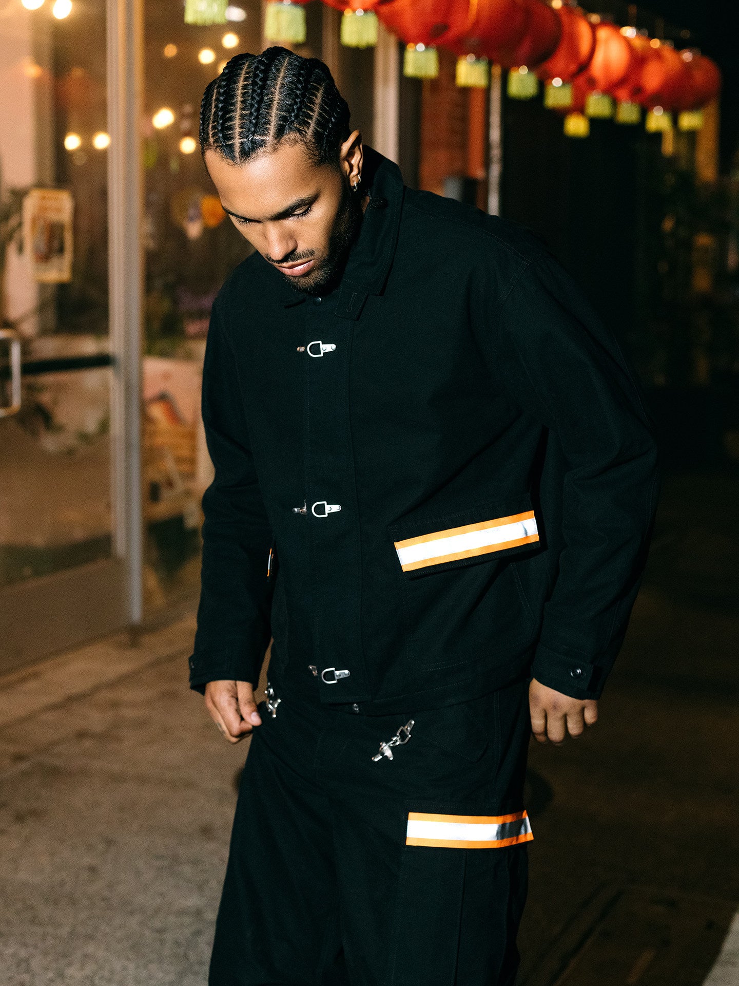 GRAF&WU Firefighter Style Reflective Lobster Buckle Work Jacket