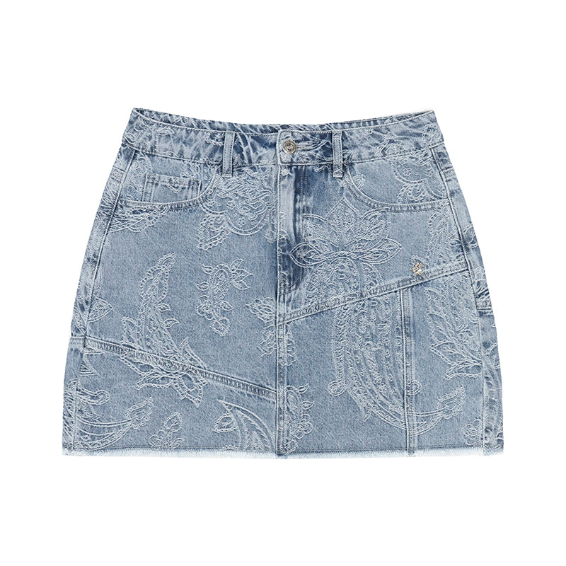 GRAFWU Jacquard Denim Mini Skirt