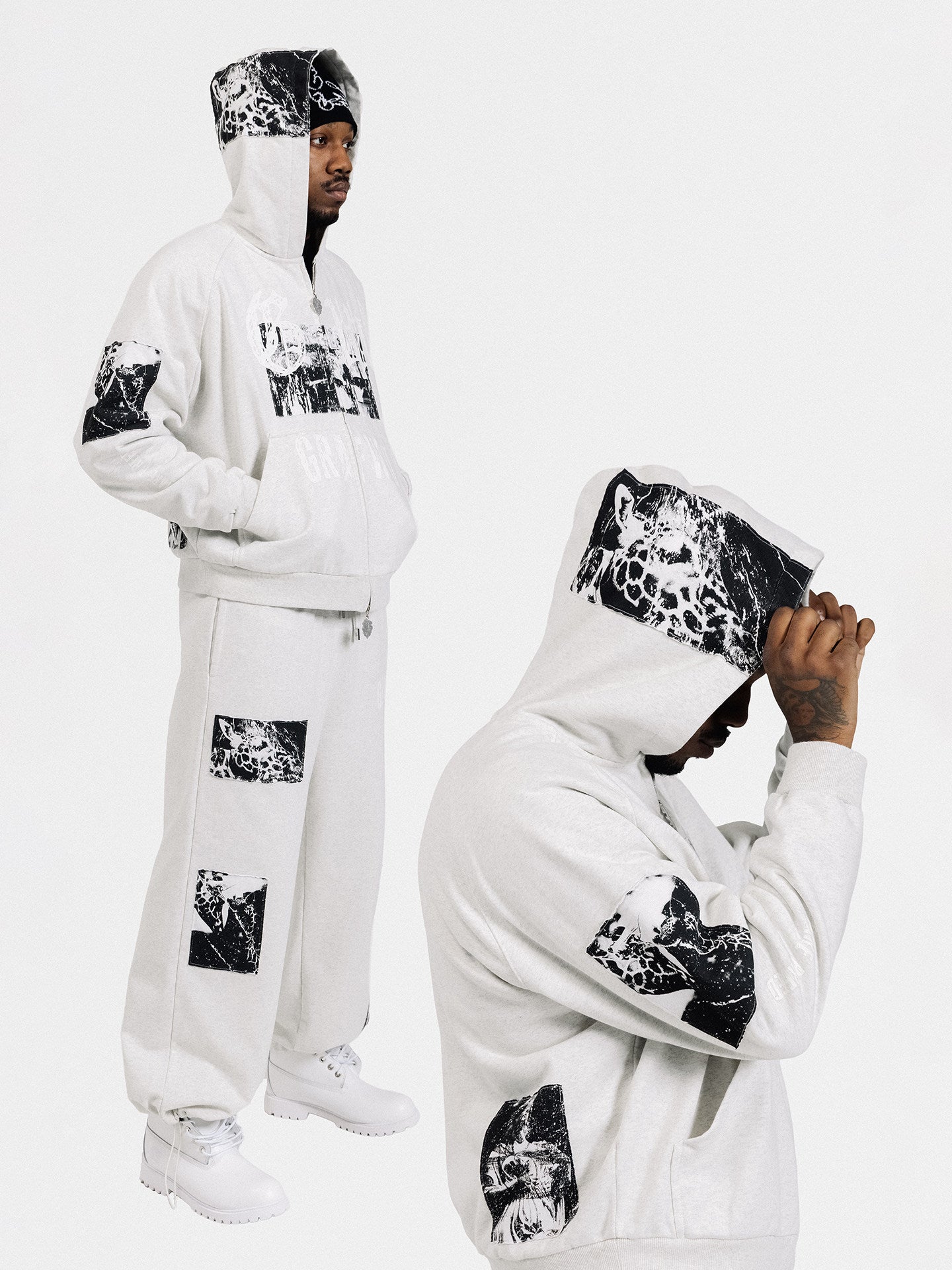 GRAF&WU Vintage Comic Patch Grunge Design Oversize Hip Hop Sweatpants