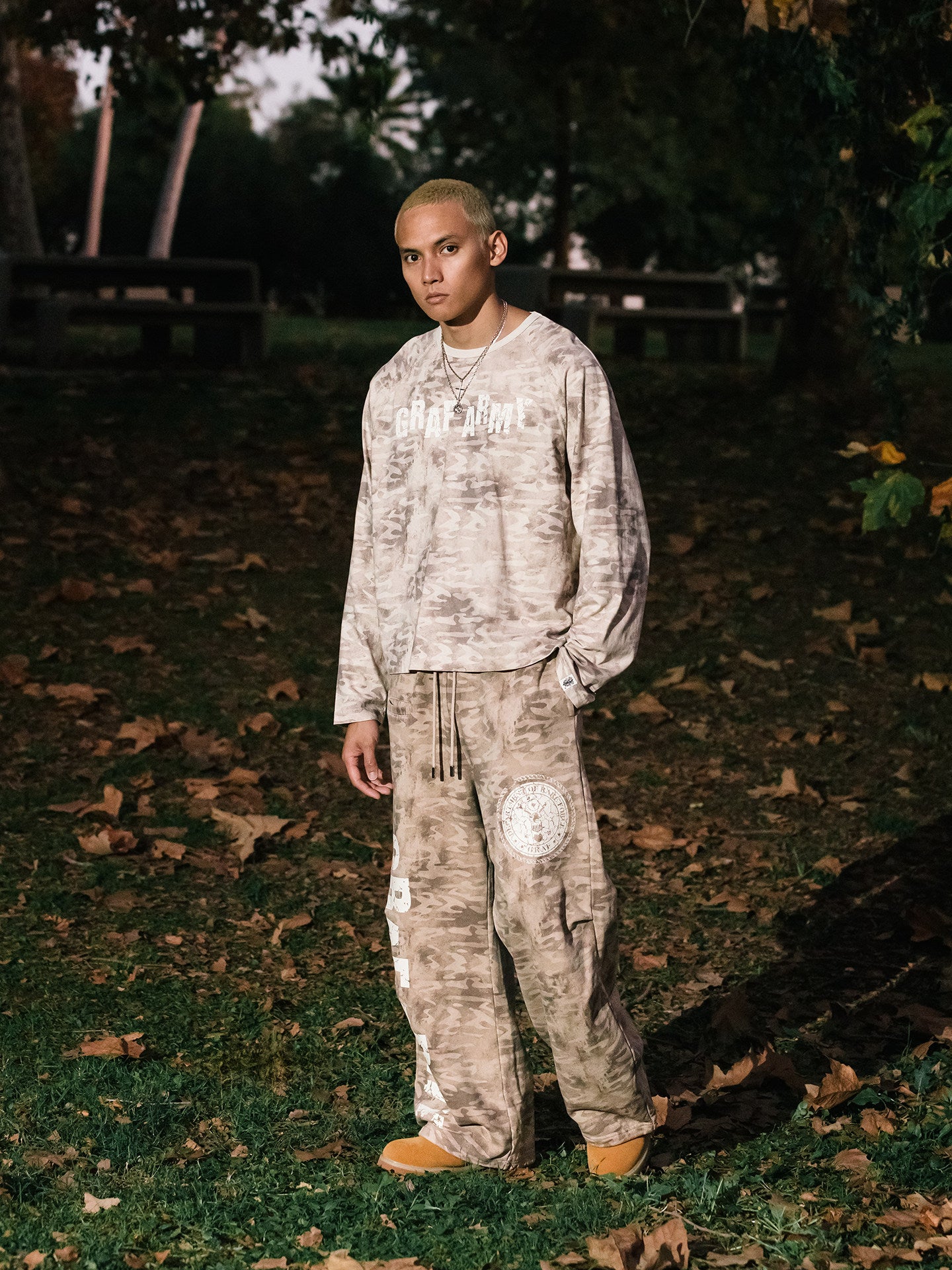 GRAF&WU Vintage Finish Camouflage Thin Long-sleeve Shirt