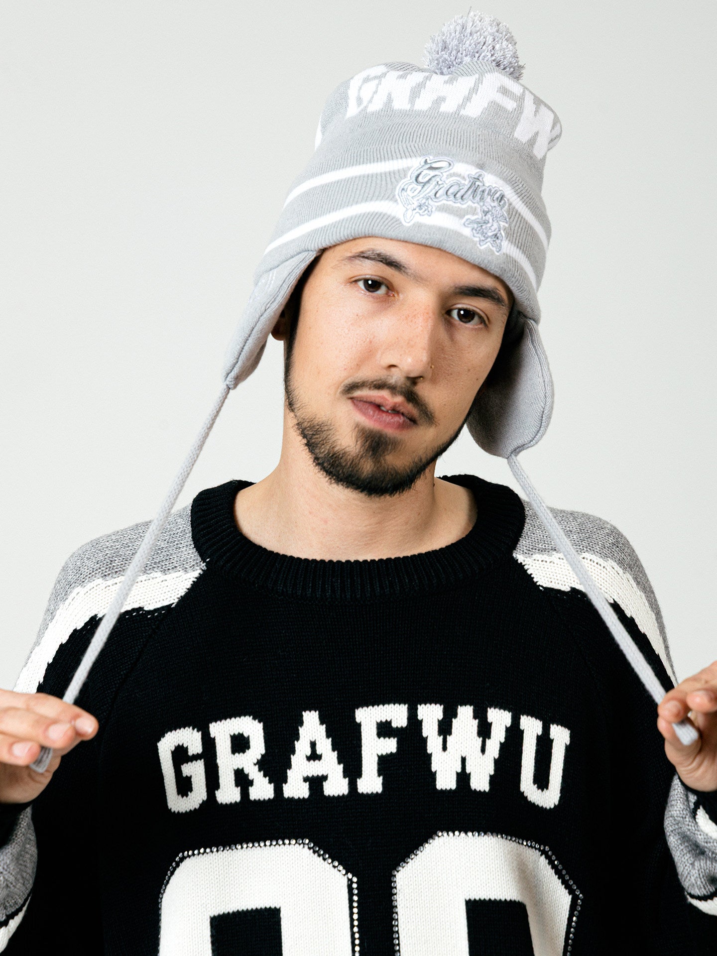 GRAF&WU AK47 Angel Badge Embroidered Pilot Earflap Knitted Hat