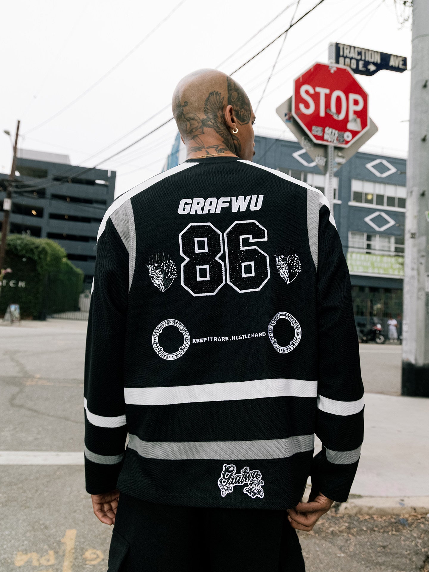 GRAF&WU Urban Gangsta Long Sleeve Shirt Giraffe Angel Thick Ice Hockey Jersey