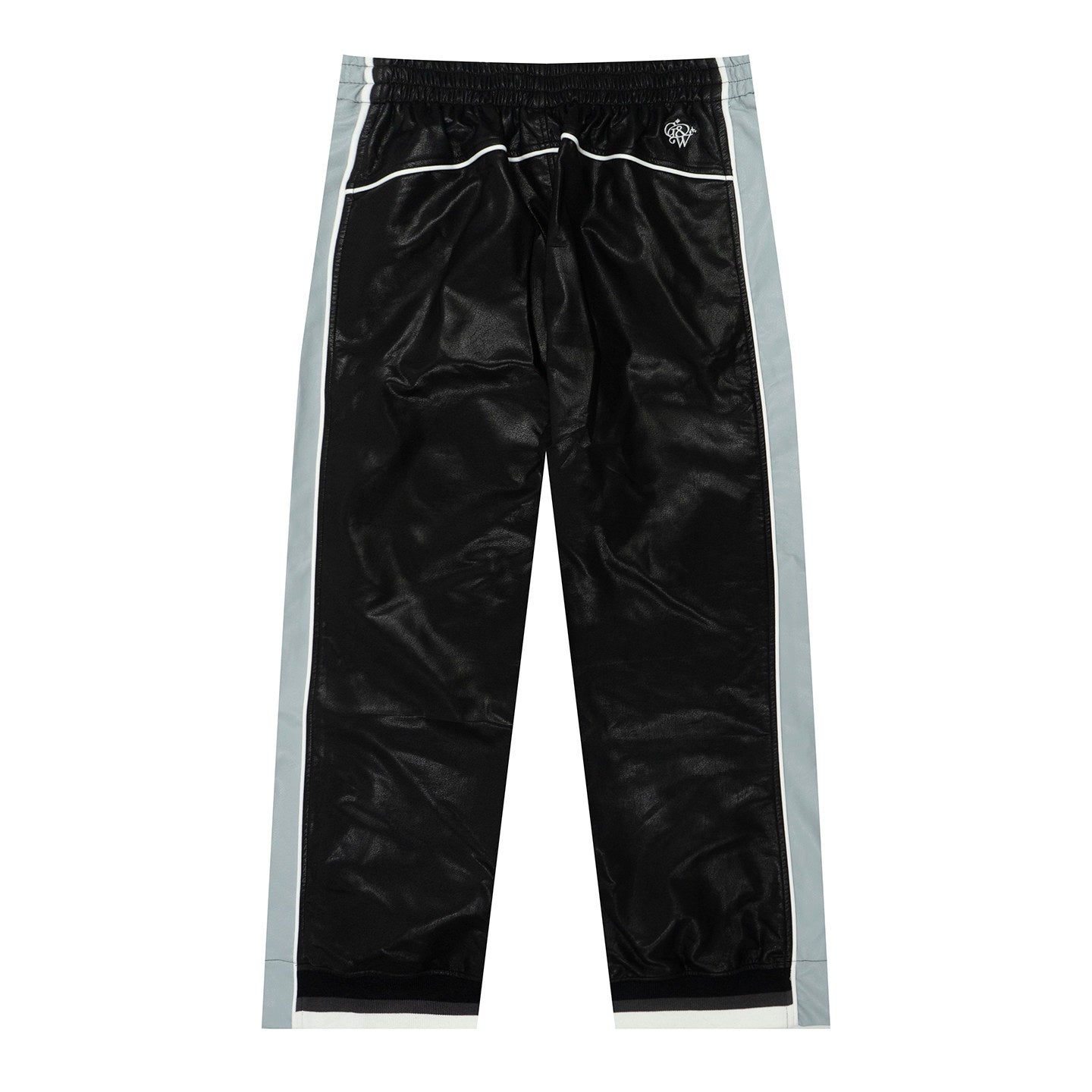 GRAF&WU Retro Patchwork Style Black Warrior Sports Leather Pants