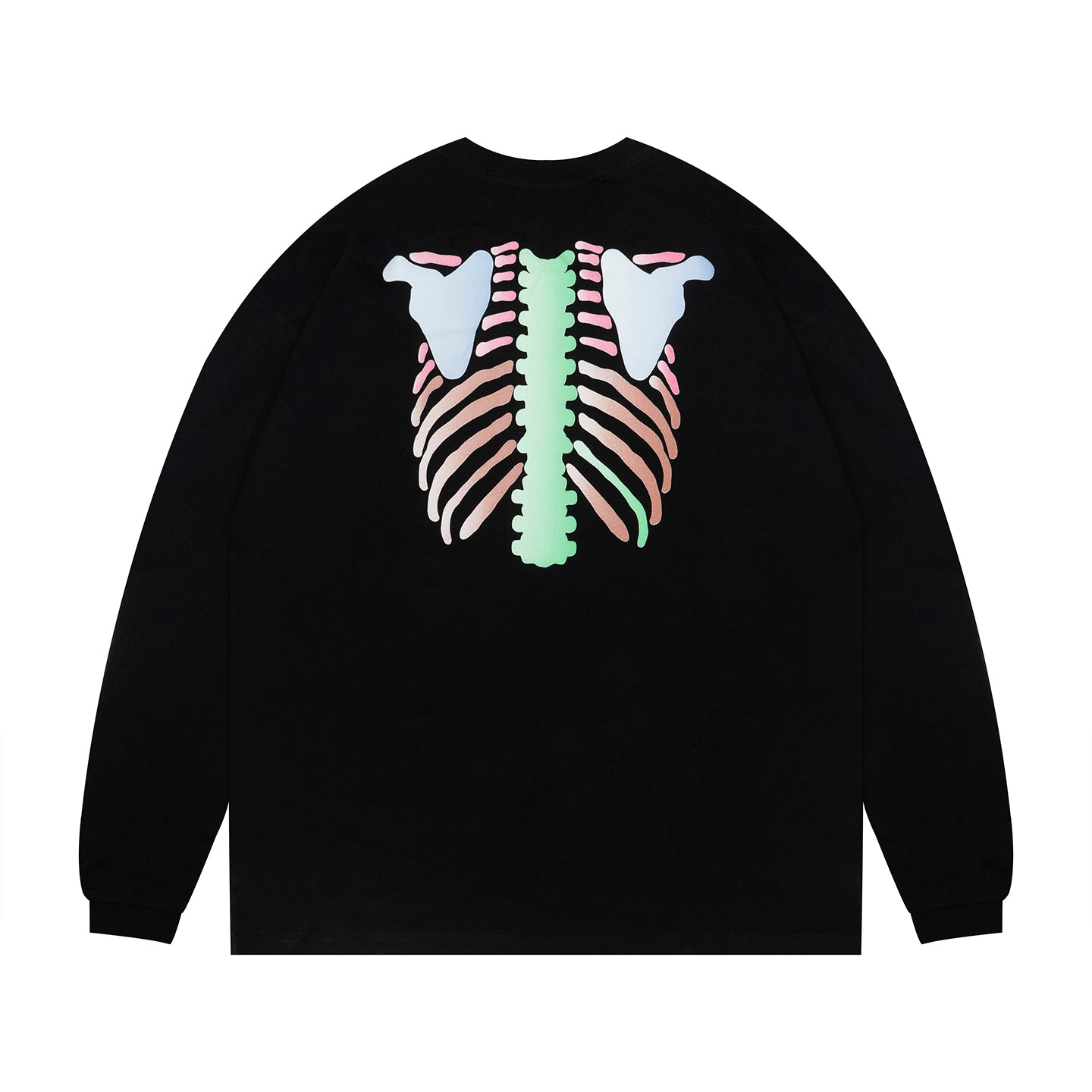 GRAF&WU Anatomical Rib Cage Print Streetwear Long Sleeve Shirt