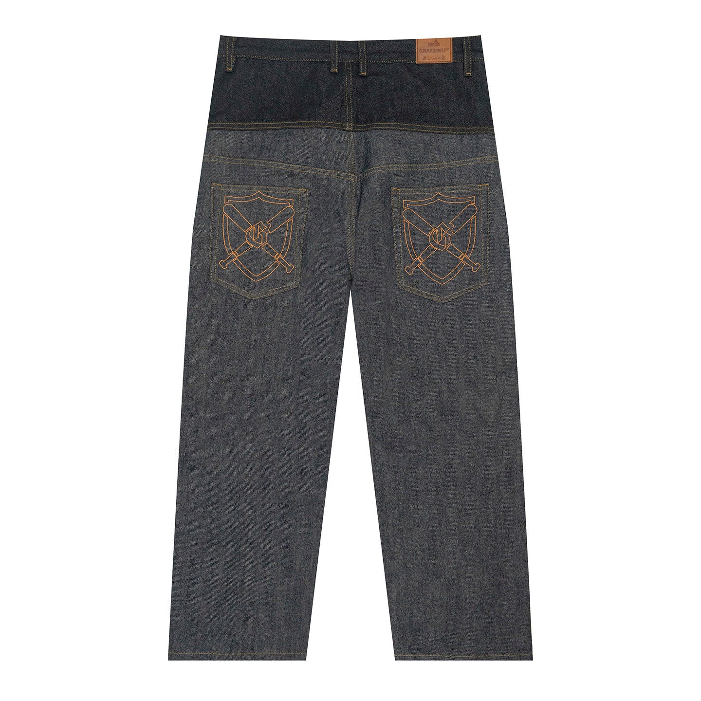 GRAF&WU Vintage Baseball Style Fashion Double-waist Jeans